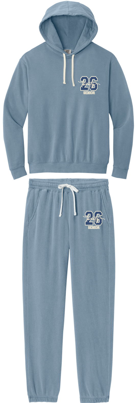 Senior 2026 Embroidery Comfort Color Hoodie and Sweatpant Set