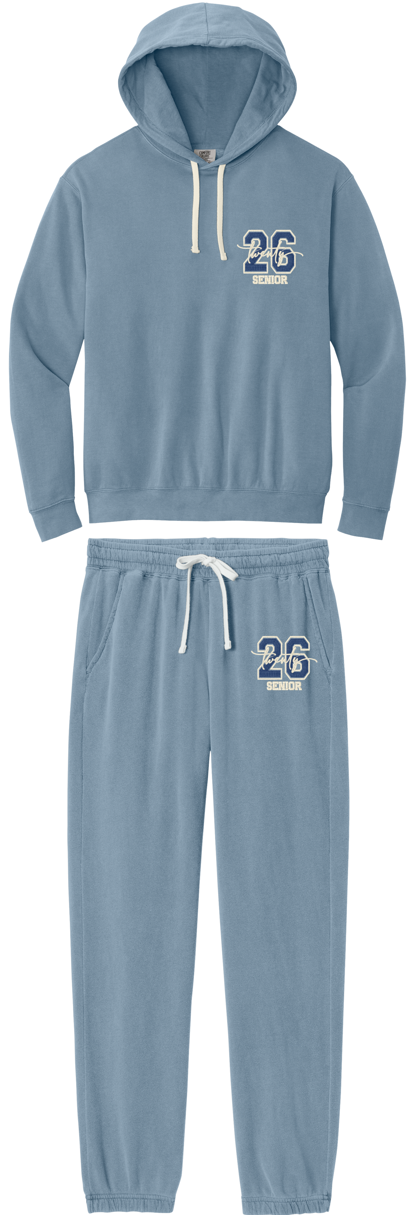 Senior 2026 Embroidery Comfort Color Hoodie and Sweatpant Set