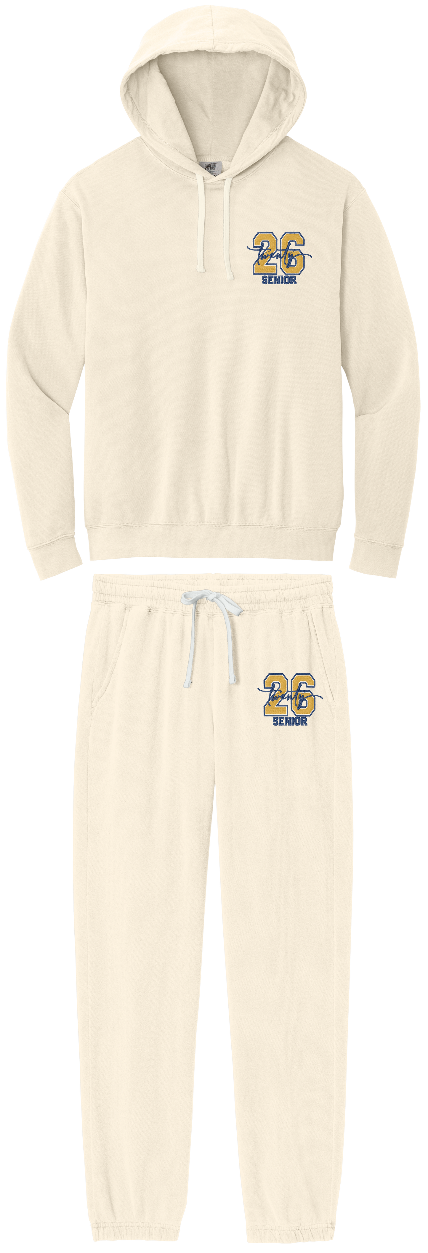 Senior 2026 Embroidery Comfort Color Hoodie and Sweatpant Set