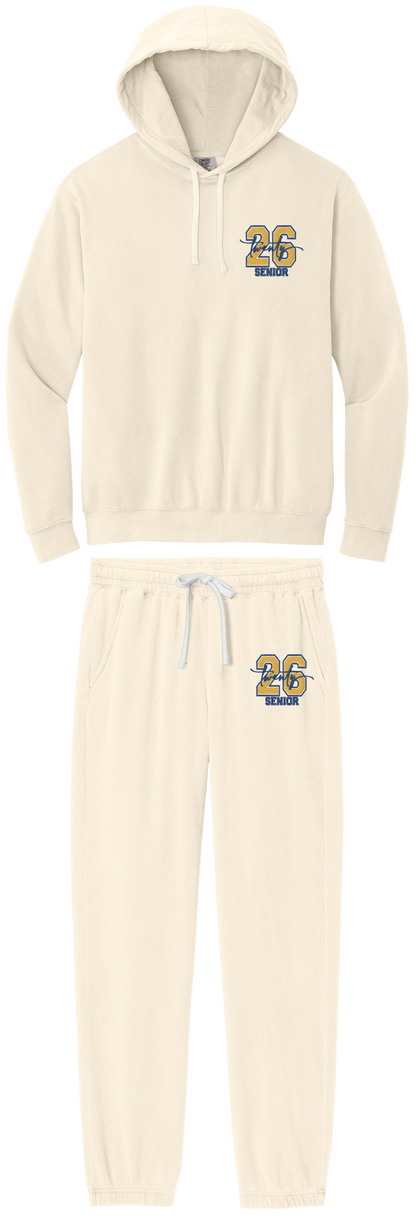 Senior 2026 Embroidery Comfort Color Hoodie and Sweatpant Set