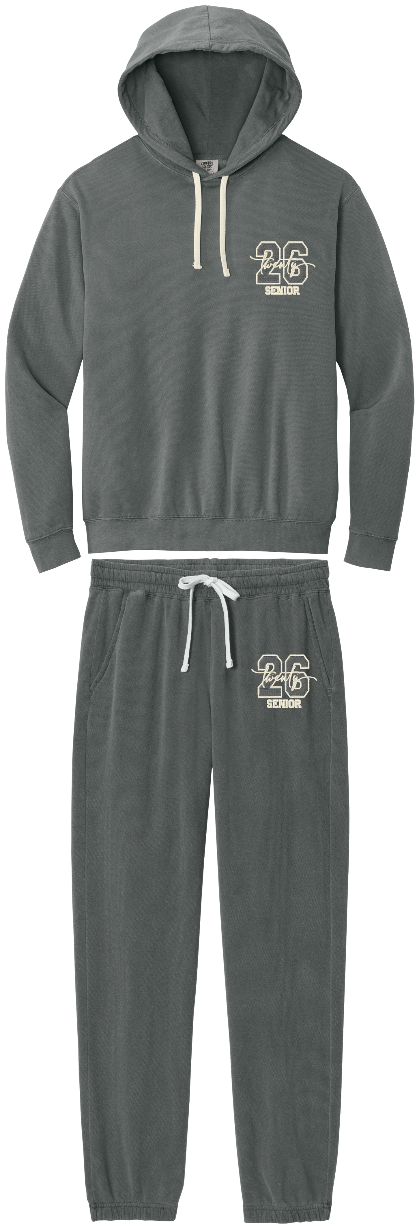 Senior 2026 Embroidery Comfort Color Hoodie and Sweatpant Set