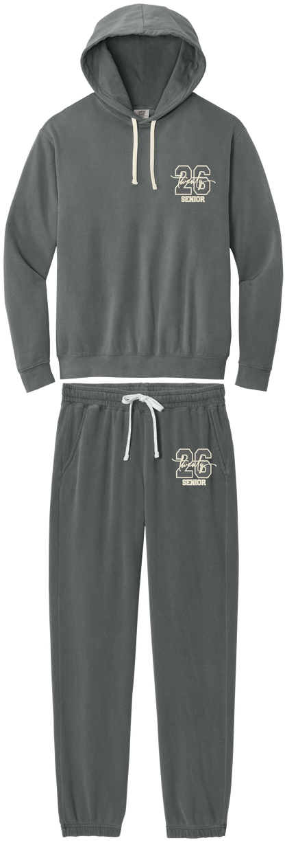 Senior 2026 Embroidery Comfort Color Hoodie and Sweatpant Set