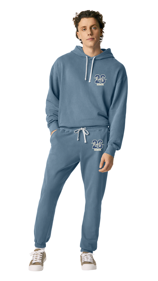 Senior 2026 Embroidery Comfort Color Hoodie and Sweatpant Set